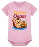 Arvesa Cotton Blend Knit Onam Theme Half Sleeves My First Onam Text Printed Onesie - Pink