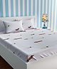 Urban Dream Cotton Bedsheet And Pillow Cover Dachshund Print - White Grey