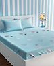 Urban Dream Cotton Bedsheet And Pillow Cover Whale Print - Blue