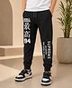 NUSYL Cotton Blend Knit Typography Printed Joggers - Black
