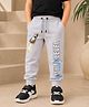 NUSYL Cotton Blend Knit Space Theme Printed Joggers - Grey