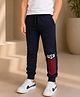 NUSYL Cotton Blend Knit USA Text Printed Joggers - Navy Blue