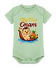 Arvesa Cotton Blend Knit Onam Theme Half Sleeves My First Onam Text Printed Onesie - Soft Green