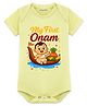 Arvesa Cotton Blend Knit Onam Theme Half Sleeves My First Onam Text Printed Onesie - Yellow