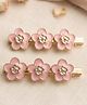 Ziory Floral Applique Detailed Alligator Hair Clips - Pink