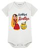 Arvesa Cotton Blend Knit Janmashtami Theme Half Sleeves Natkhat Radha Text Printed Onesie - White