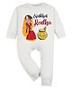 Arvesa Cotton Blend Knit Janmashtami Theme Full Sleeves Natkhat Radha Text Printed Romper - White