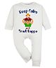 Arvesa Cotton Blend Knit Ganesh Chaturthi Theme Full Sleeves Keep Calm & Trust Bappa Text Printed Romper - Classic White