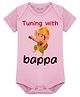 Arvesa Cotton Blend Knit Ganesh Chaturthi Theme Half Sleeves Tuning With Bappa Text Printed Onesie - Pink