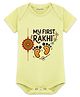 Arvesa Cotton Blend Knit Raksha Bandhan Theme Half Sleeves My First Rakhi Text Printed Onesie - Yellow