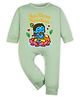 Arvesa Cotton Blend Knit Janmashtami Theme Full Sleeves Jai Shree Krishna Text Printed Romper - Green