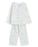 The Boo Boo Club Muslin Woven Full Sleeves Hearts Printed Checked Coordinating Shirt & Pajama Night Suit - White