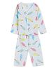 The Boo Boo Club Muslin Woven Full Sleeves Ice Candy Printed Coordinating Shirt & Pajama Night Suit - White