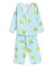 The Boo Boo Club Muslin Woven Full Sleeves Striped Lemons Printed Coordinating Shirt & Pajama Night Suit - Blue