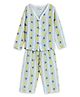 The Boo Boo Club Muslin Woven Full Sleeves Striped & Blueberries Printed Coordinating Shirt & Pajama Night Suit - Yellow