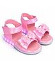Freeplay Beads Embellished Bow Applique Detailed Velcro Closure LED Sandals - Pink