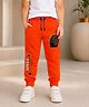 NUSYL Cotton Blend Knit Wheel & Typography Printed Joggers - Orange