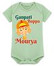 Arvesa Cotton Blend Knit Ganesh Chaturthi Theme Half Sleeves Ganpati Bappa Mourya Text Printed Onesie - Soft Green