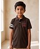 Rikidoos Cotton Woven Half Sleeves Polo T-Shirt with Anchor Applique - Dark Brown