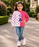 BUMZEE Cotton Fleece Knit Full Sleeves Sweatshirt with Cut & Sew with Anime Girl & Hearts Print - Pink