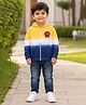 BUMZEE Cotton Blend Knit Hooded Sweatjacket with Full Sleeves and Ninja Print with Tie & Dye - Yellow