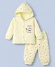 Tango Knit Front Open Full Sleeves Hooded T-Shirt & Pajama Winter Night Suit with Bunny & Carrot Print - Yellow
