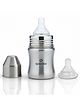 SPEEDEX Stainless Steel Baby Feeding Bottle 125 ml | BPA Free & Plastic Free | Anti-Colic Silicone Medium Flow Nipple | Leak Resistant Infant Milk Bottle for Newborn & Babies