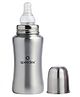 Speedex Stainless Steel Baby Feeding Bottle with Internal ML Marking, Silicon Grip (140 ml) (1 Extra Nipple Free) (Silver, 140ml)