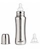 Speedex Stainless Steel Baby Feeding Bottle with Internal ML Marking, Silicon Grip BPA Free & Plastic Free Leak Resistant Infant Milk Bottle for Newborn & Babies (1 Extra Nipple Free) (Silver, 240ml)