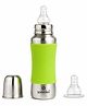 SPEEDEX Stainless Steel Baby Feeding Bottle 240 ml with Green Silicone Grip & Internal ML Marking | Anti-Colic Silicone Nipple | 304 Grade Steel Infant Milk Bottle | Leak Resistant (240ml)