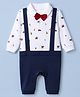 Babyhug 100% Cotton Interlock Knit Full Sleeves Vehicle Printed Romper With Bow Applique - White