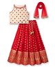 EARTHY TOUCH Woven Sleeveless Floral Embroidered Choli & Lehenga Set With Dupatta & Foil Print - White & Red