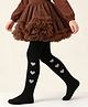 Ziory Cotton Knit Heart Designed Tights - Black