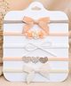 Polka Tots Set Of 5 Floral & Bow Applique Detailed Headbands - Orange & Yellow
