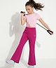 Pine Active Knit Full Length Stretch Aero Soft Flared Fit Leggings - Dark Pink