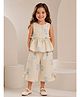 The Kids Club Cotton Blend Woven Sleeveless Floral Printed Coordinating Top & Capri Set - Cream & Blue
