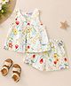 The Kids Club Cotton Blend Woven Sleeveless Floral Printed Coordinating Top & Shorts Set - White