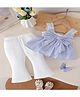 The Kids Club Cotton Blend Woven Sleeveless Bow Applique Detailed Top & Pants Set - Blue