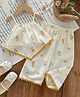 The Kids Club Cotton Blend Woven Sleeveless Floral Printed Coordinating Top & Palazzo Set - White & Yellow