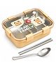 BitFeex Bear Family Leak-Resistant Stainless Steel Tiffin Box with 2 Compartments & Cutlery Set for Lunch Box School Kids-Yellow