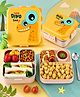 BitFeex Dinosaur 2-Tier School Lunch Box for Kids with 304 Stainless Steel 3 Compartments, Sauce Box & Spoon - Yellow