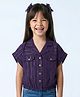 Tiny Girl Knit Half Sleeves Striped Top - Purple