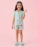 Barbie by Tiny Girl Cotton Woven Mattel Featuring Half Sleeves Barbie Text & Desserts Printed Coordinating Shirt & Shorts Night Suit - Blue