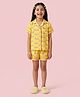 Barbie by Tiny Girl Cotton Woven Mattel Featuring Half Sleeves Barbie Text Printed Coordinating Shirt & Shorts Night Suit - Yellow