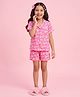 Barbie by Tiny Girl Cotton Woven Mattel Featuring Half Sleeves Barbie Text Printed Coordinating Shirt & Shorts Night Suit - Pink