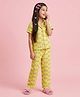 Barbie by Tiny Girl Cotton Woven Mattel Featuring Half Sleeves Barbie Text Printed Coordinating Shirt & Pants Night Suit - Yellow