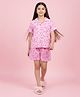 Barbie by Tiny Girl Cotton Woven Mattel Featuring Half Sleeves Barbie Logo Printed Coordinating Shirt & Shorts Night Suit - Pink