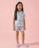 Barbie by Tiny Girl Woven Mattel Featuring Half Sleeves Barbie Text Printed Coordinating Shirt & Shorts Night Suit - Aqua