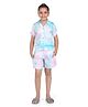 Barbie by Tiny Girl Woven Half Sleeves Unicorn Printed Coordinating Shirt & Shorts Night Suit - Blue