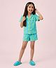Barbie by Tiny Girl Woven Mattel Featuring Barbie Logo Printed Coordinating Shirt & Shorts Night Suit - Blue